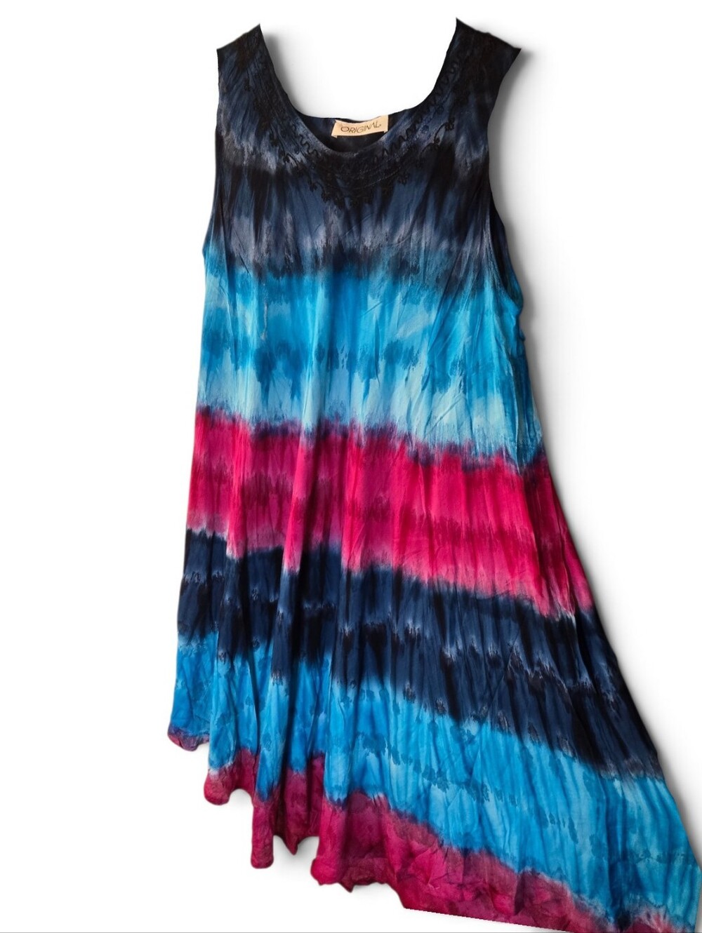Women's Tie-Dye Sleeveless Dress - Blue & Pink